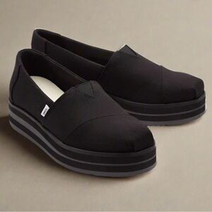 Toms ALP MIDFORM Black Layered-Platform Slip-On Flats